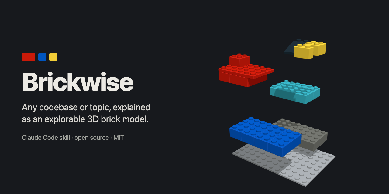Brickwise: a Claude Code skill that explains a codebase as a 3D brick model