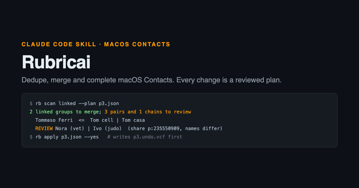 From 2,037 to 1,440 contacts: cleaning macOS Contacts with Claude Code